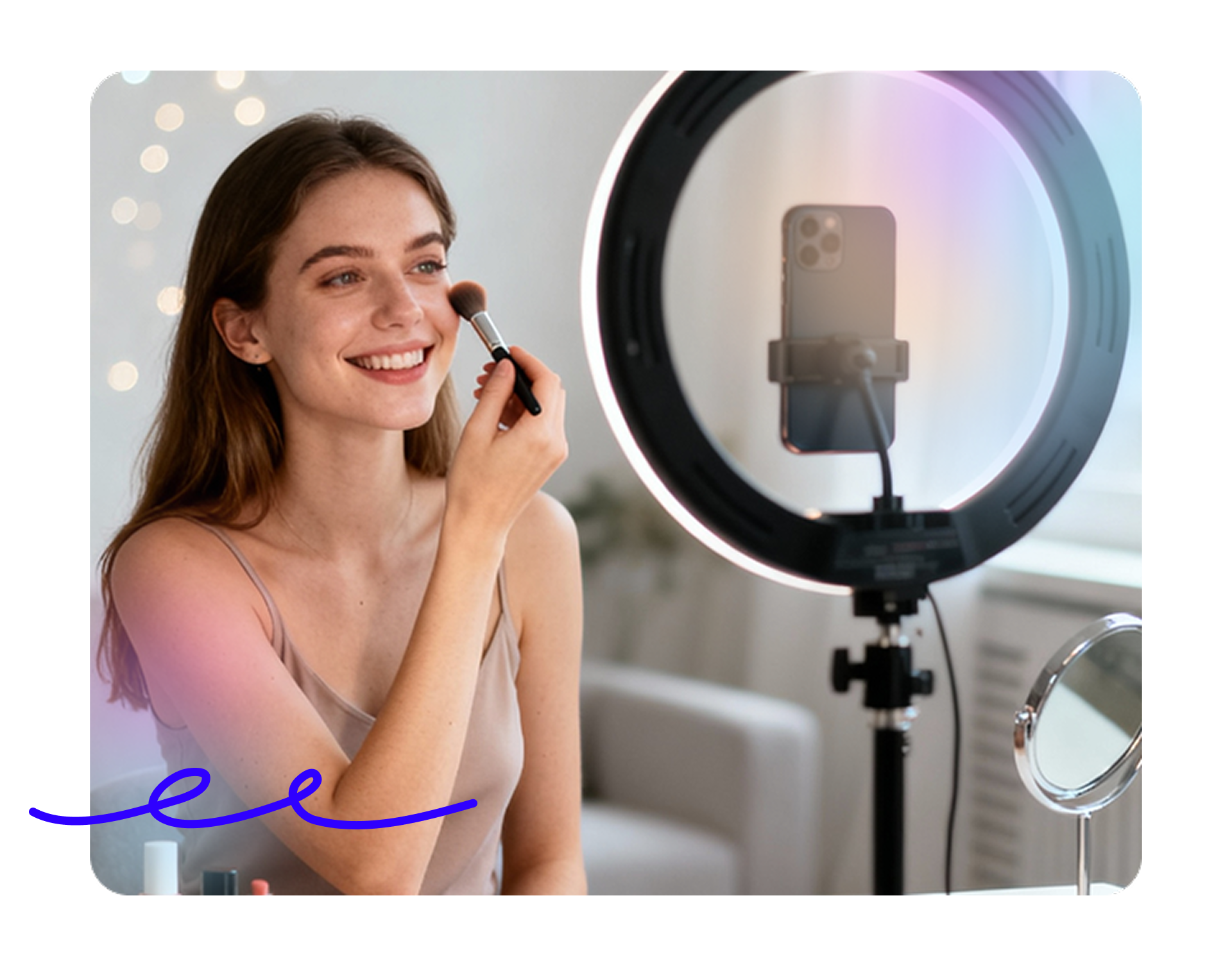 UI card displaying energy consumption data on a light fabric background